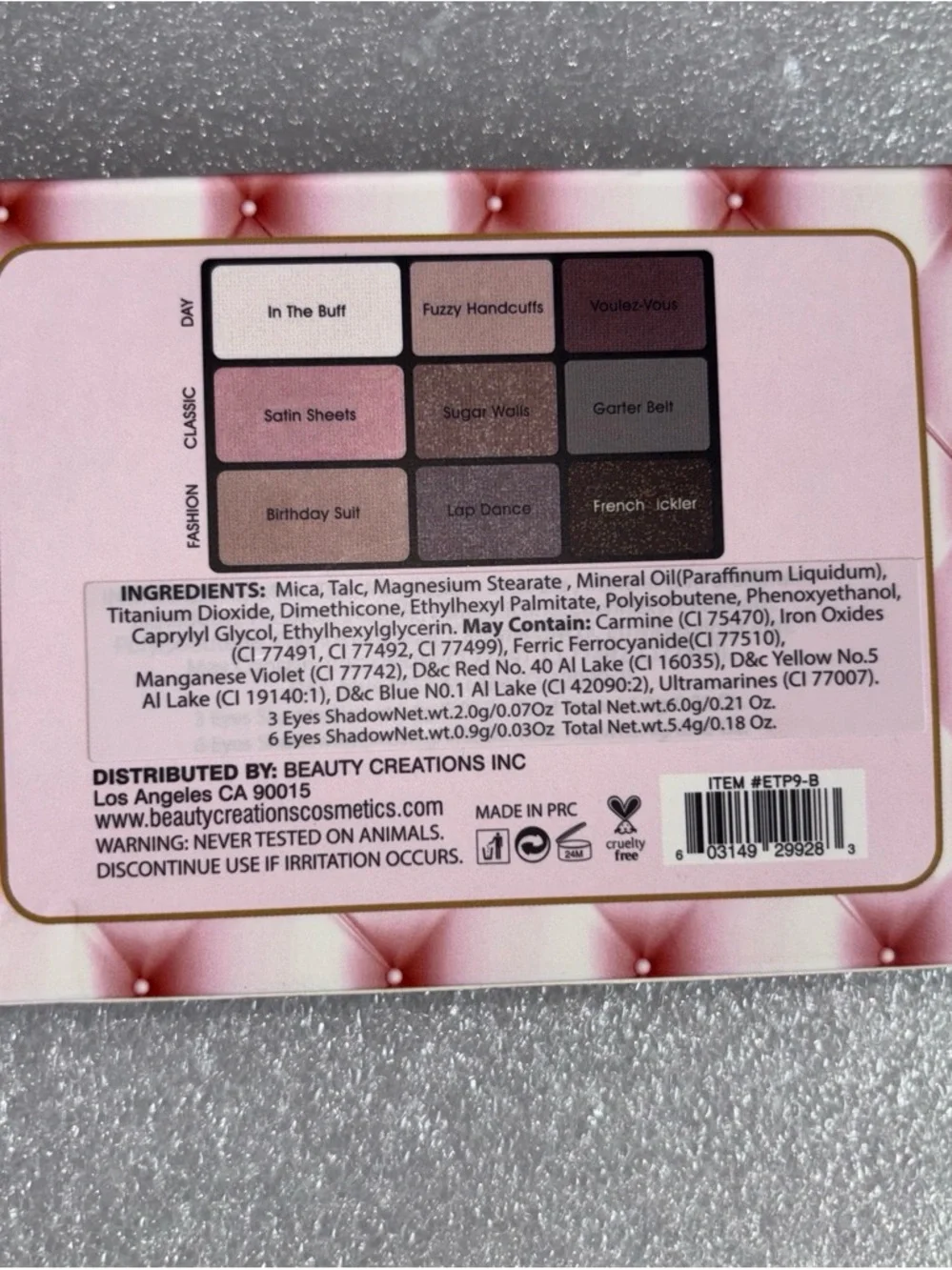 Beauty Creations Bare Naked Eyeshadow Palette - Pink with Gold Accents